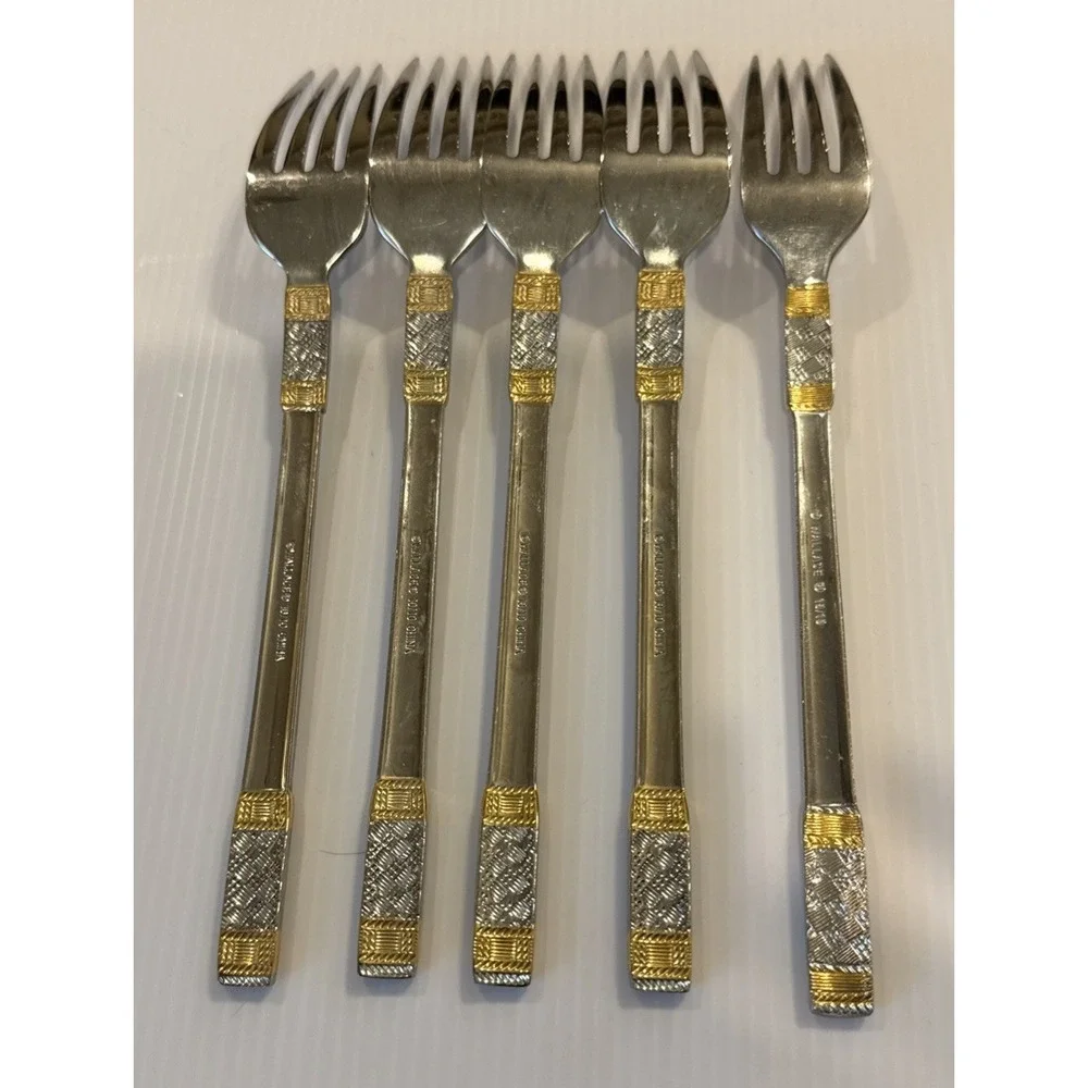 Wallace Golden Corsica Dinner Forks Fork Set Of 5 Stainless 18/10 Flatware 8